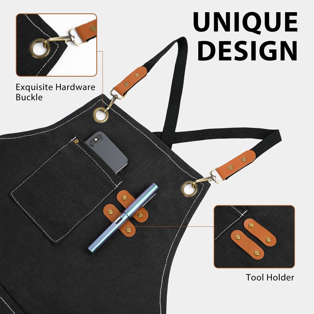 Xemussa Cotton Canvas Cross Back Chef Apron - Adjustable, practical