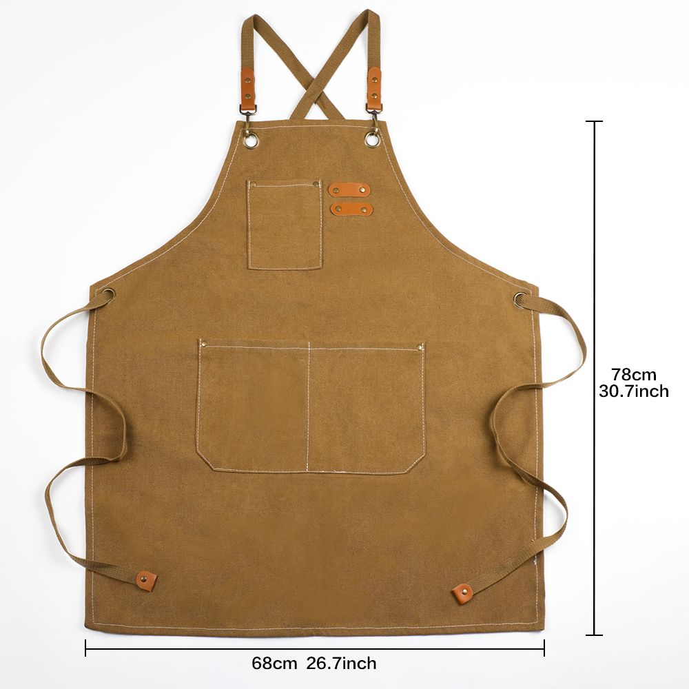 Xemussa Cotton Canvas Cross Back Chef Apron - Adjustable, practical