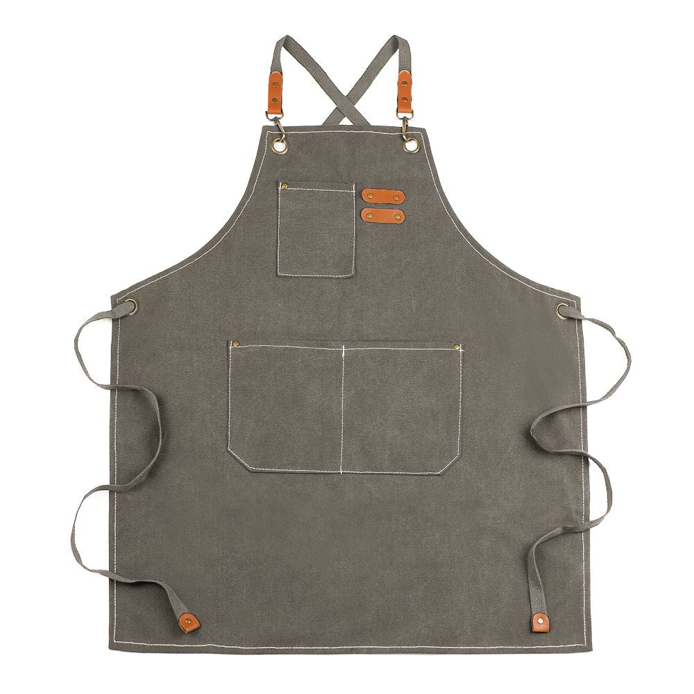 Xemussa Cotton Canvas Cross Back Chef Apron - Adjustable, practical - Gray