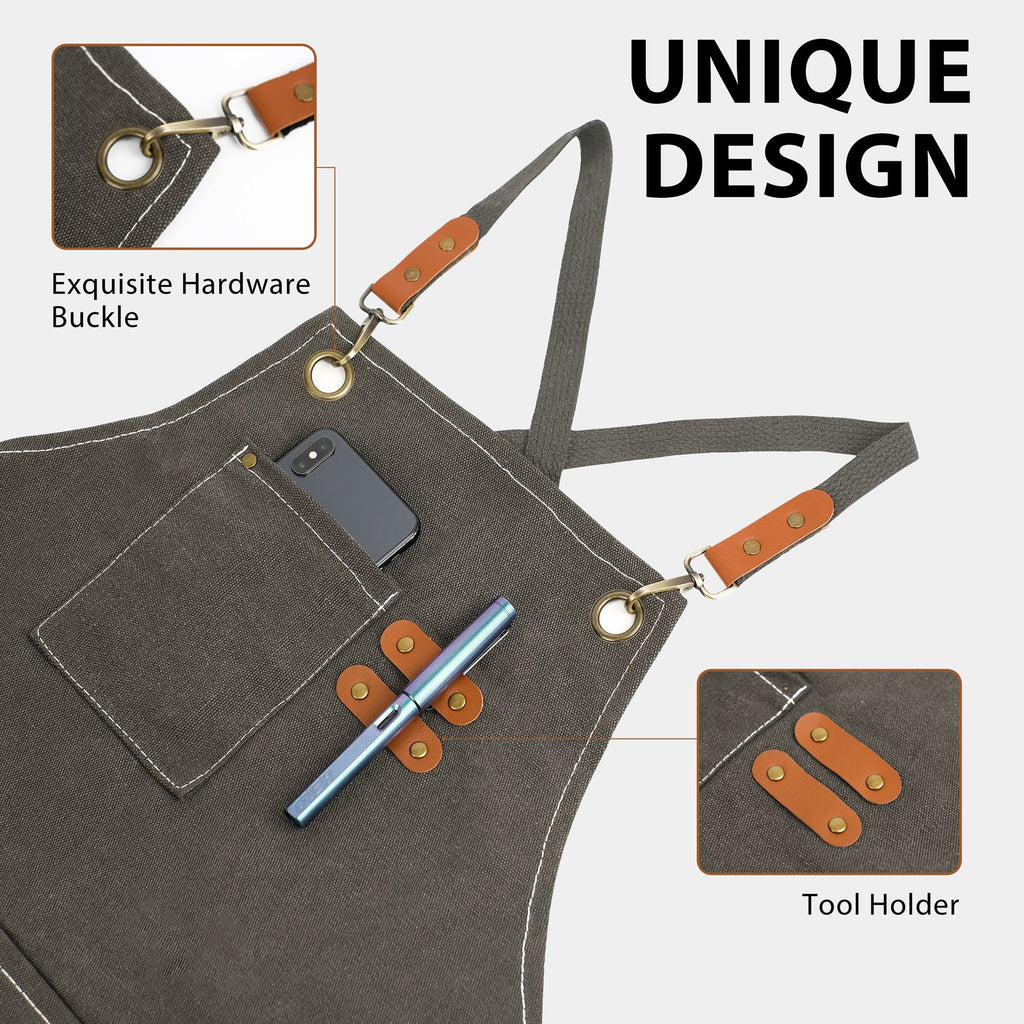 Xemussa Cotton Canvas Cross Back Chef Apron - Adjustable, practical