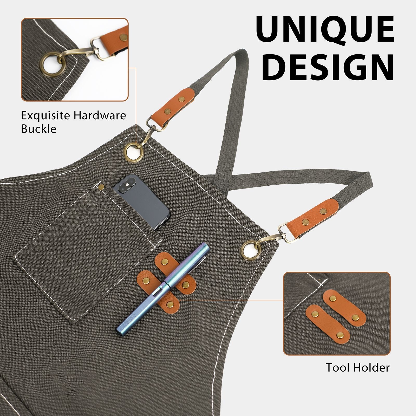 Xemussa Cotton Canvas Cross Back Chef Apron - Adjustable, practical