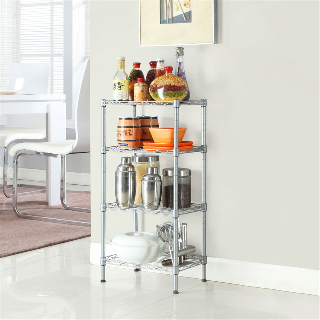 Versatile 4-Shelf Storage Rack with Adjustable Heights and Tool-Free Assembly