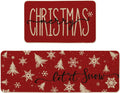 Festive Christmas Kitchen Mats Set of 2 Snowflake Decor