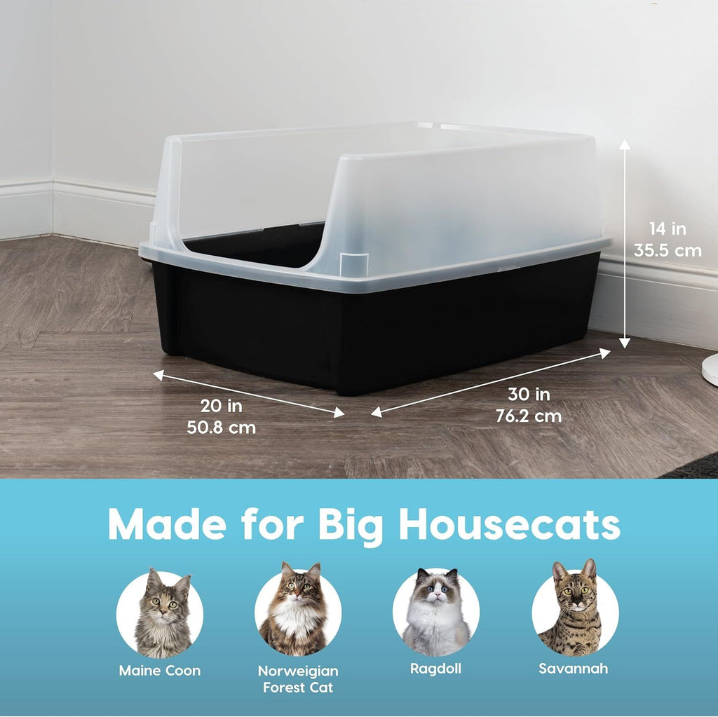 Open-Top Cat Litter Box for Large Breeds and Multi-Cat Homes
