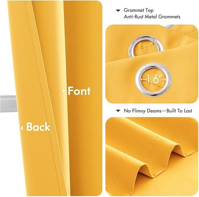 Yellow Blackout Grommet Curtain Panel Set