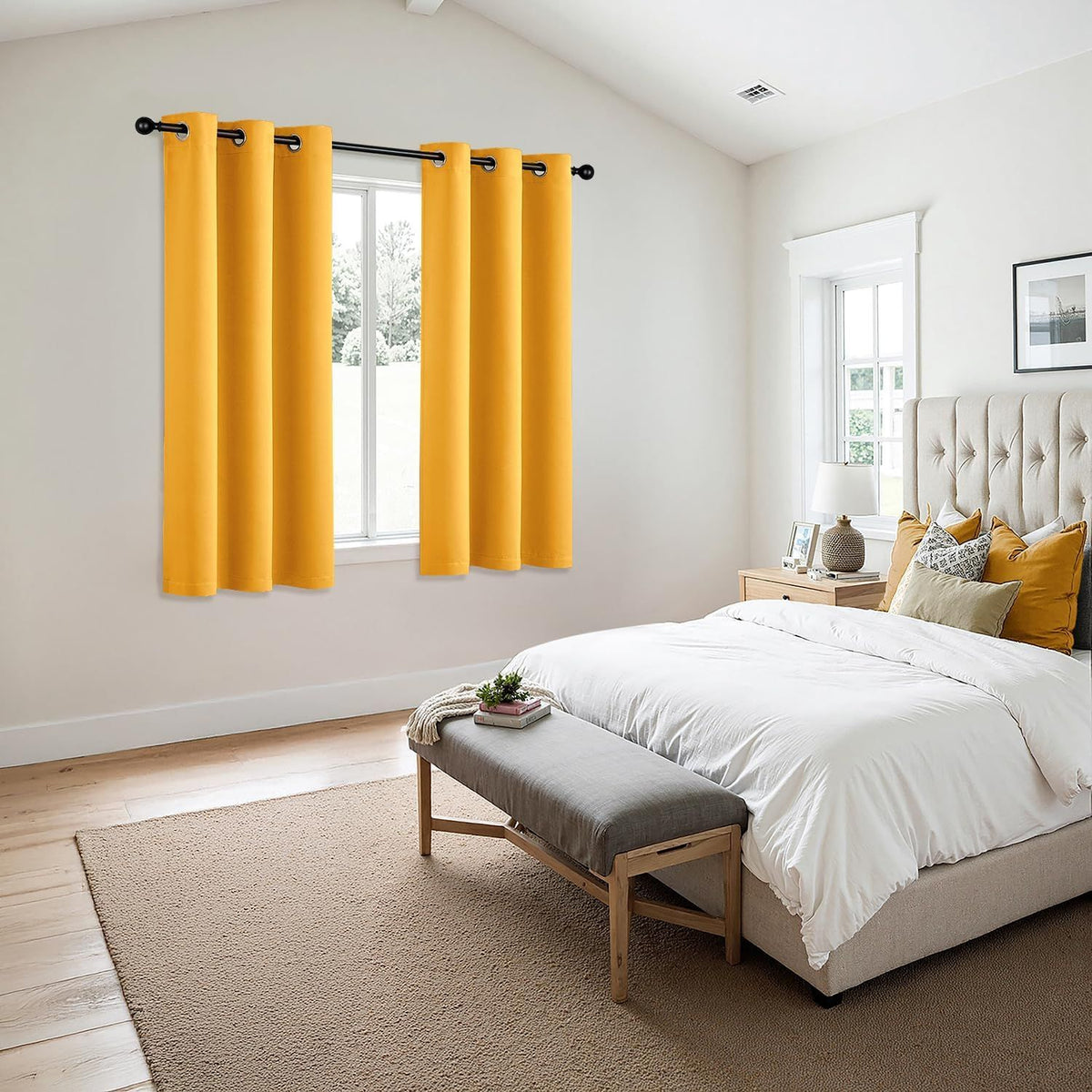 Yellow Blackout Grommet Curtain Panel Set