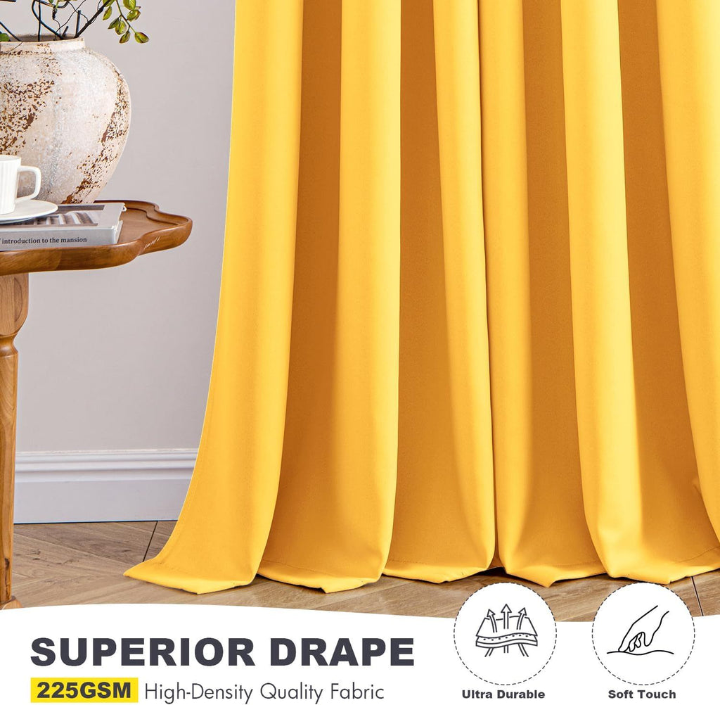 Yellow Blackout Grommet Curtain Panel Set