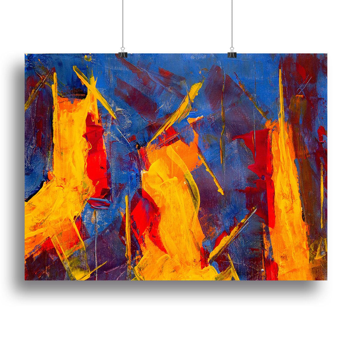 Yellow, Blue, Brown and Red Abstract Wall Art