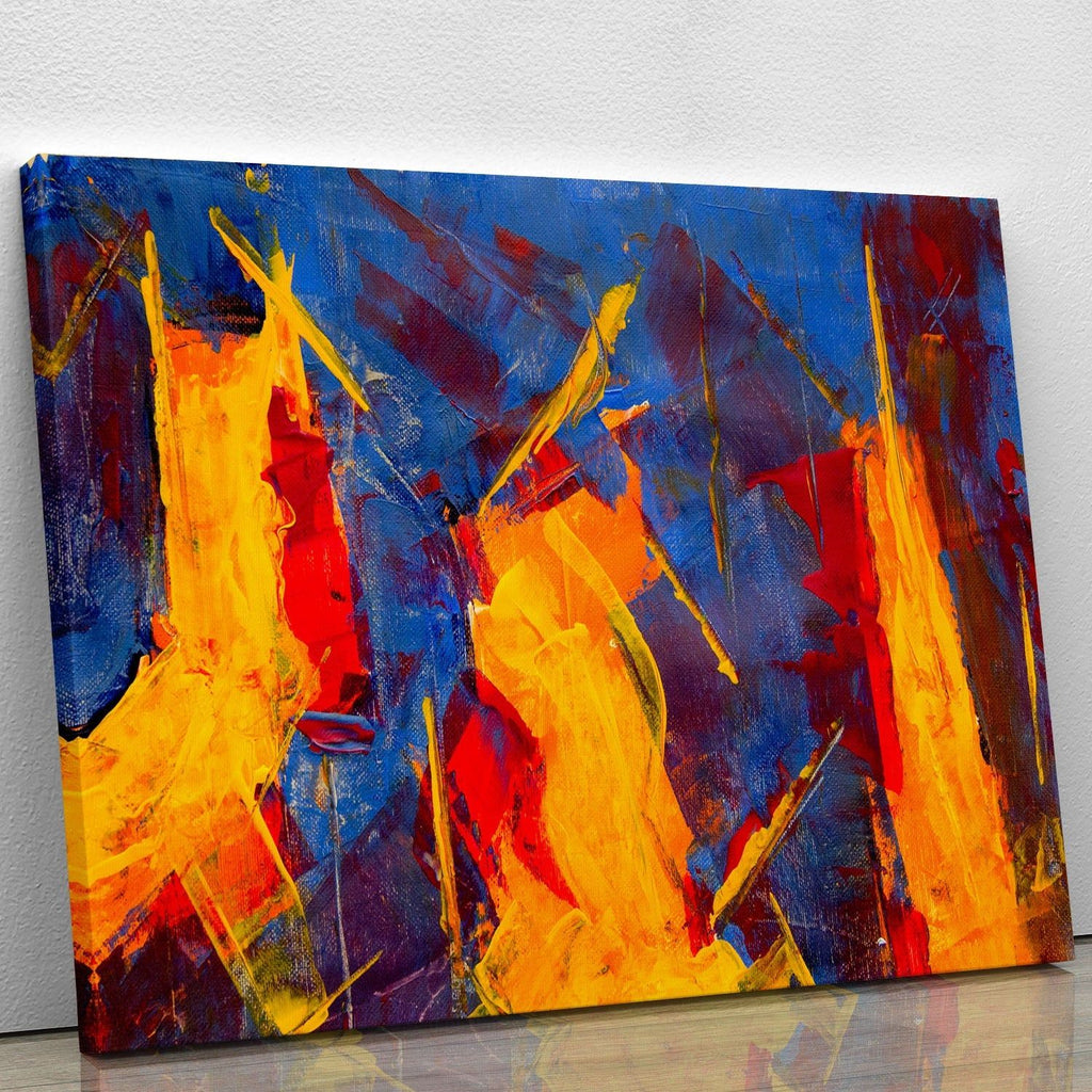 Yellow, Blue, Brown and Red Abstract Wall Art