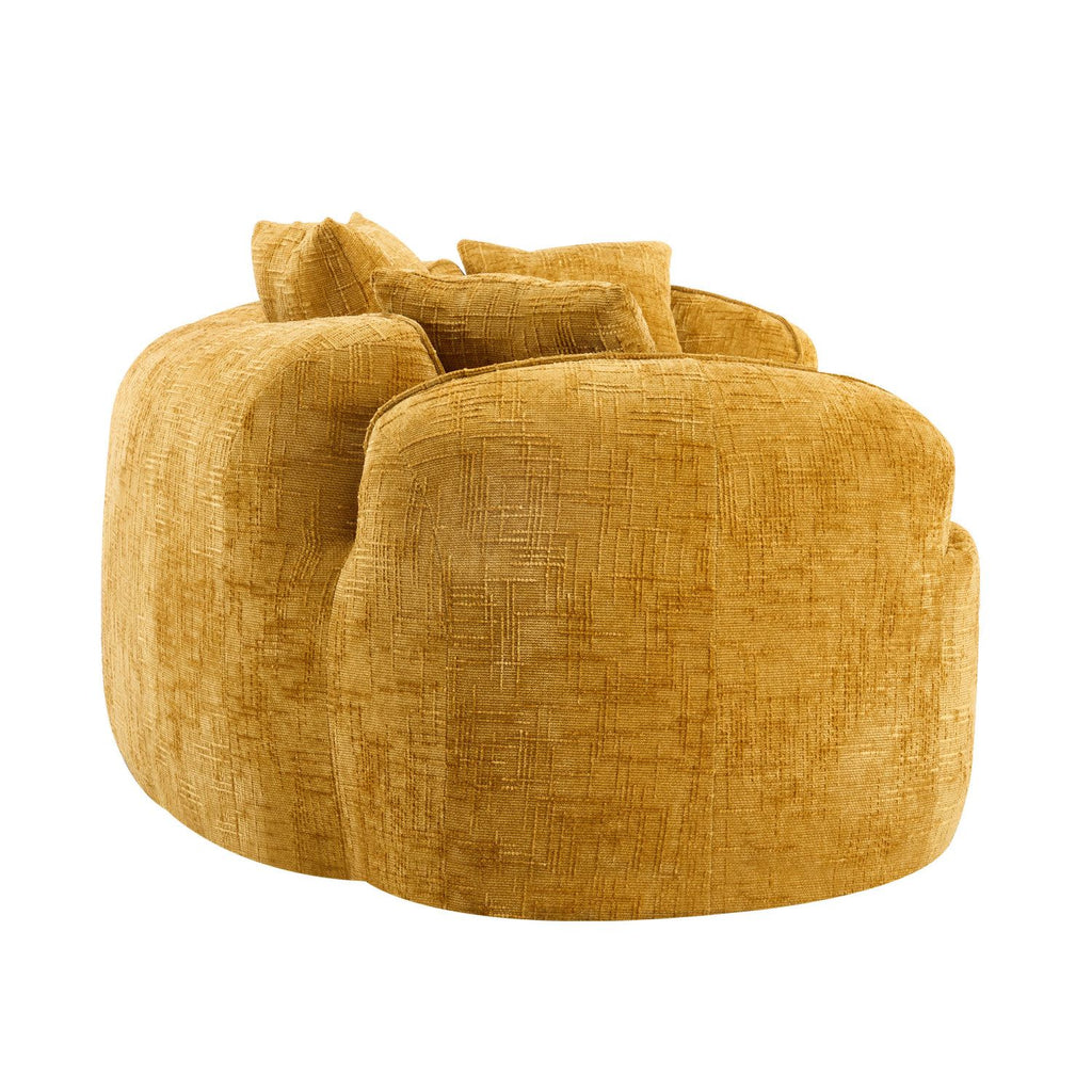 Nordic-Style Curved Sofa in Soft Yellow for Living Room