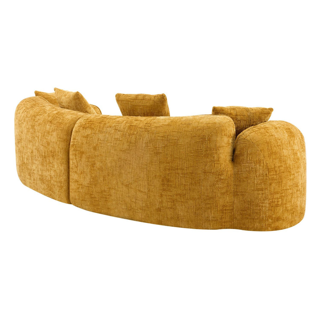Nordic-Style Curved Sofa in Soft Yellow for Living Room
