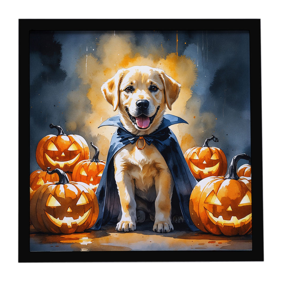 Yellow Labrador Puppy Halloween Framed Wall Art