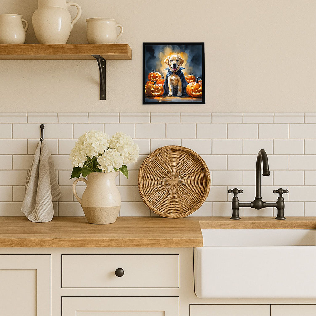 Yellow Labrador Puppy Halloween Framed Wall Art