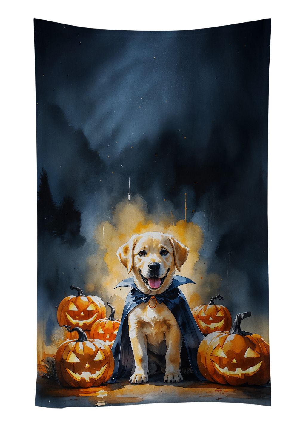 Yellow Labrador Puppy Halloween Kitchen Towel