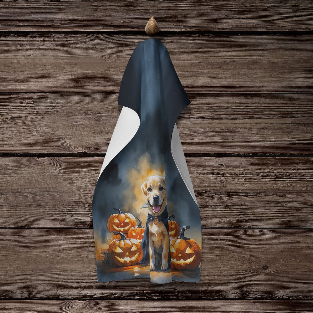 Yellow Labrador Puppy Halloween Kitchen Towel