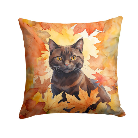 York Chocolate Cat Fall Leaves Throw Pillow