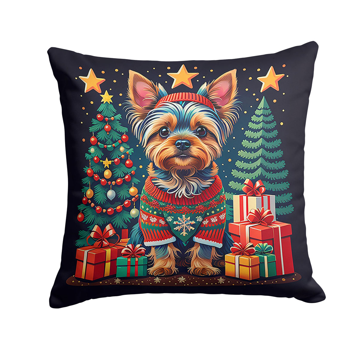 Yorkshire Terrier Christmas Indoor-Outdoor Throw Pillow