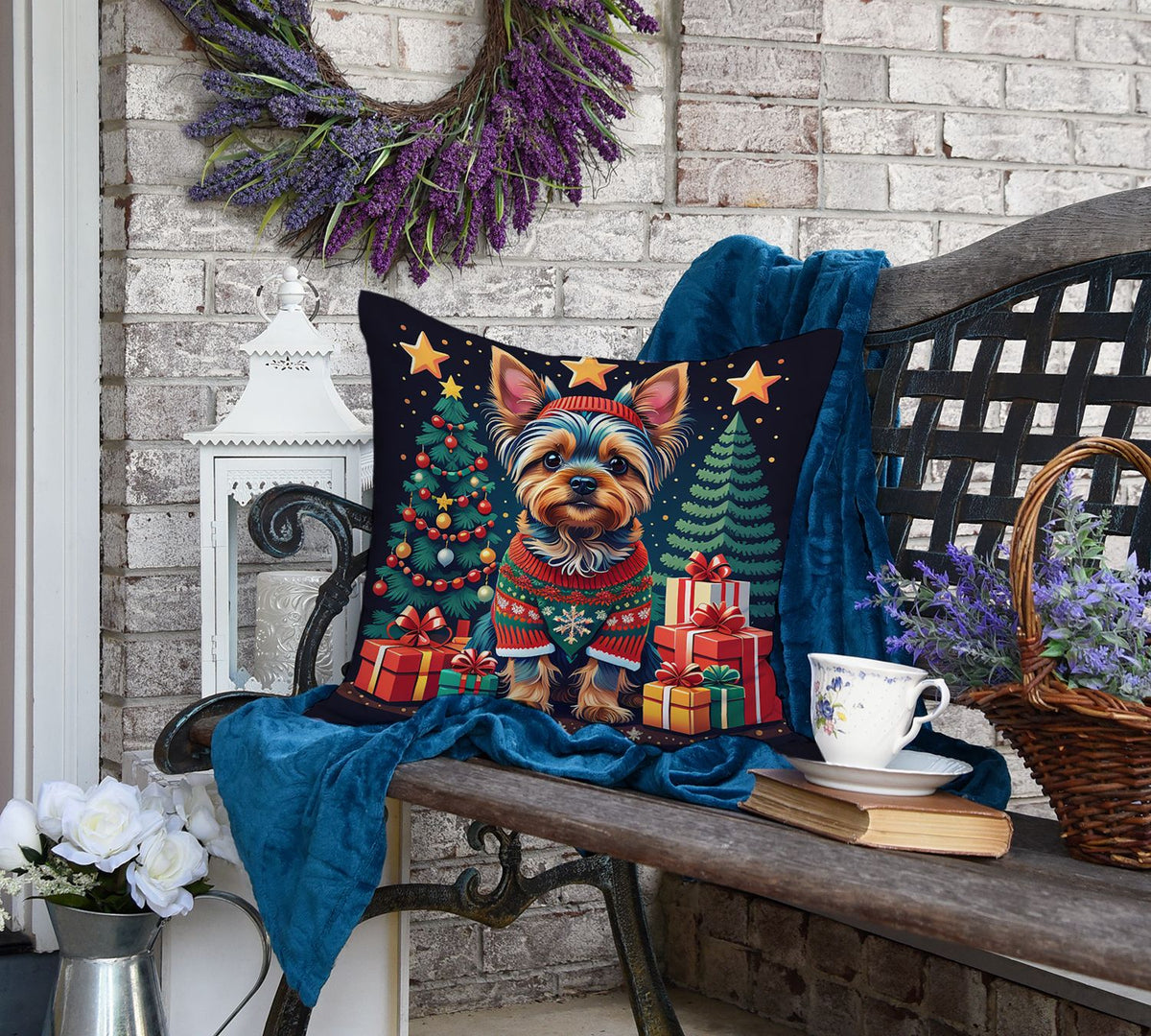 Yorkshire Terrier Christmas Indoor-Outdoor Throw Pillow