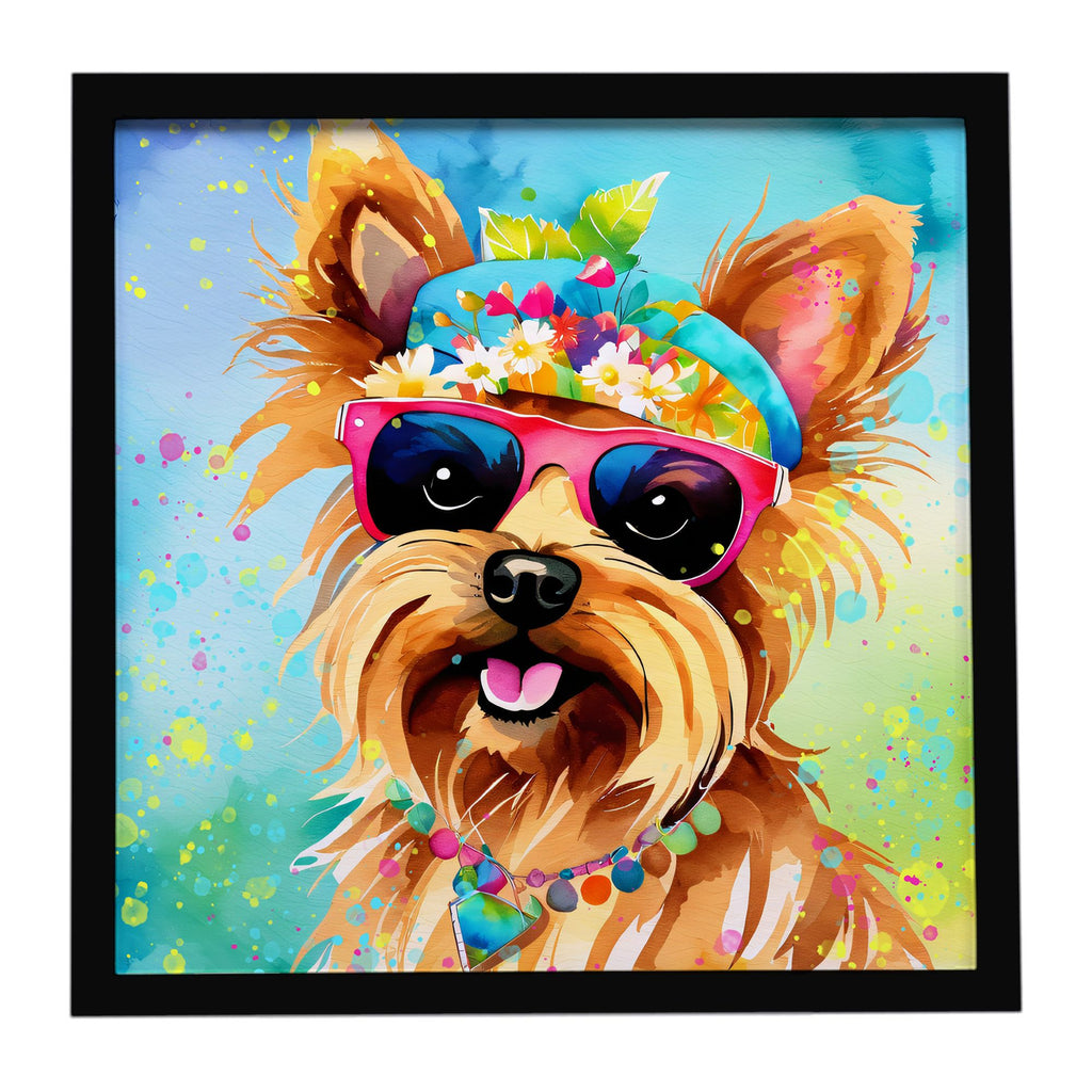 Yorkshire Terrier Hippie Dawg Framed Wall Art
