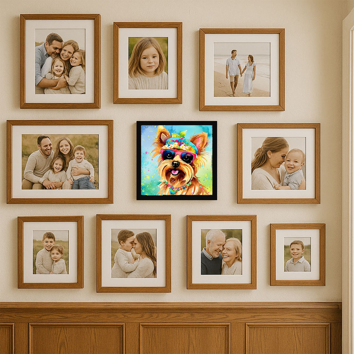 Yorkshire Terrier Hippie Dawg Framed Wall Art