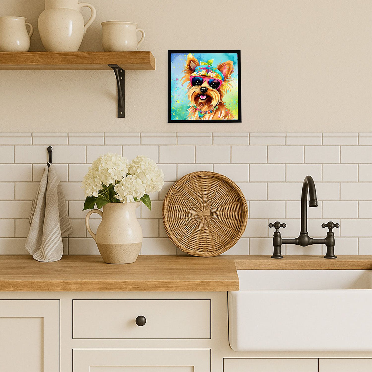 Yorkshire Terrier Hippie Dawg Framed Wall Art