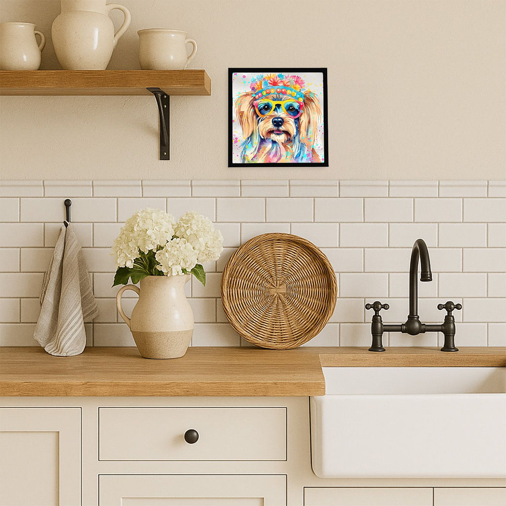 Yorkshire Terrier Hippie Dawg Framed Wall Art