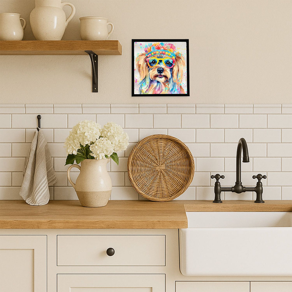 Yorkshire Terrier Hippie Dawg Framed Wall Art