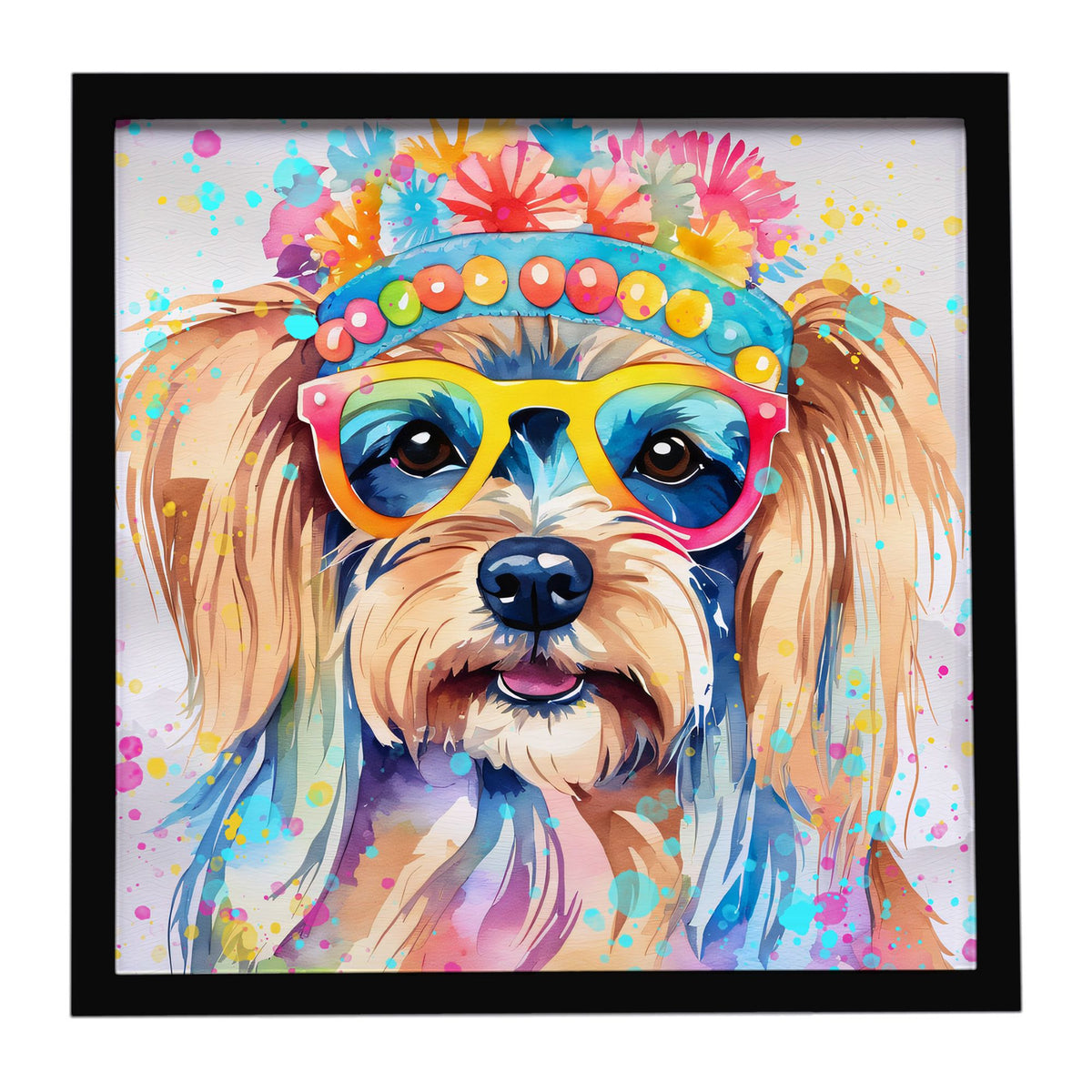 Yorkshire Terrier Hippie Dawg Framed Wall Art