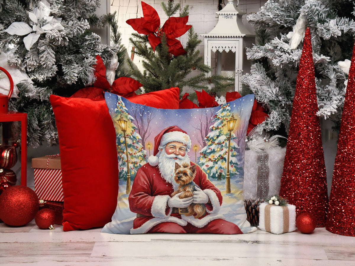 Yorkshire Terrier and Santa Christmas Accent Pillow