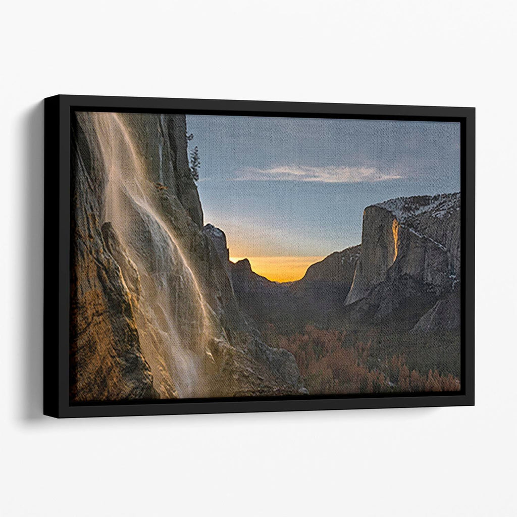 Yosemite Firefall Floating Framed Canvas Art