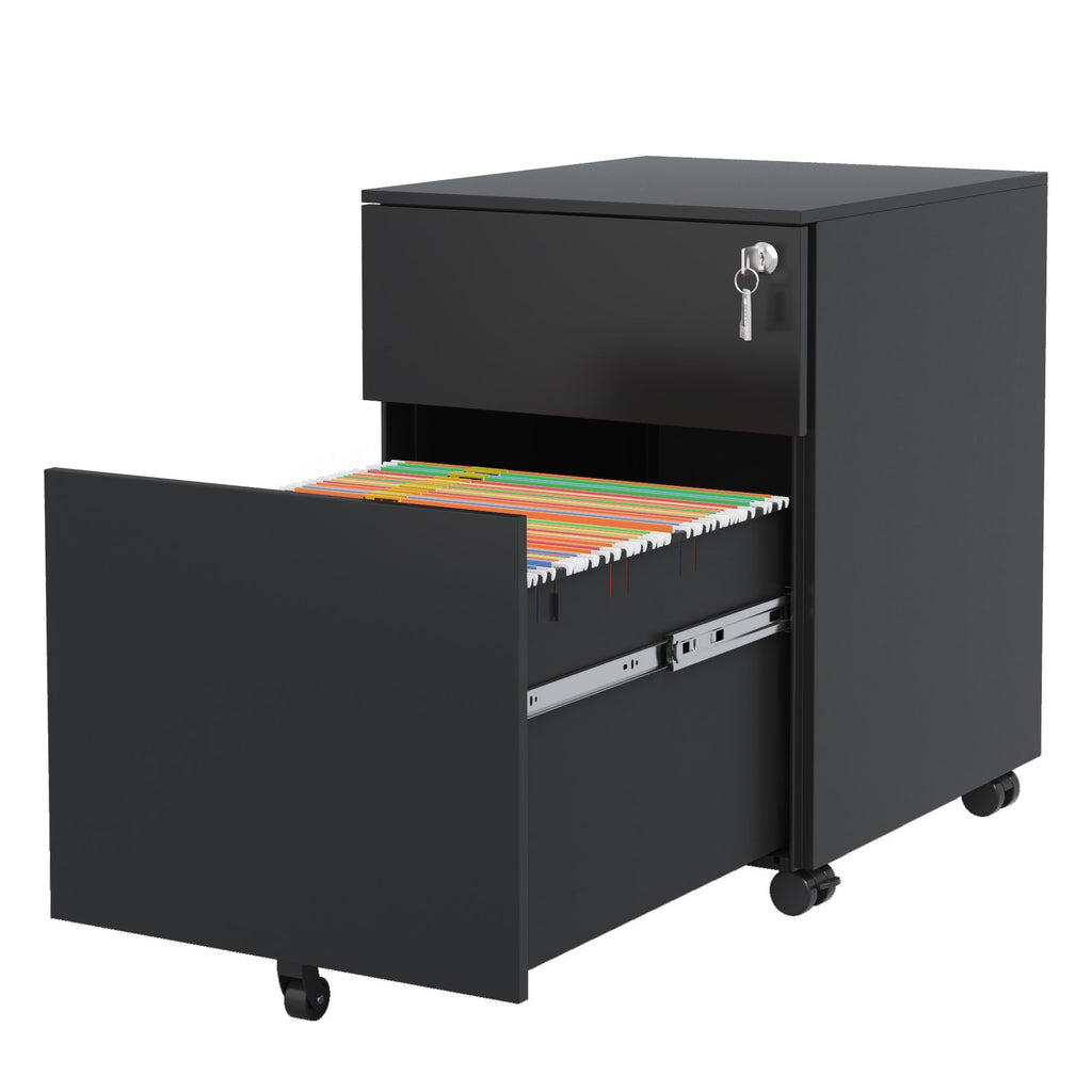 Rolling File Cabinet Organizer with Full-Extension Drawers for Home Office