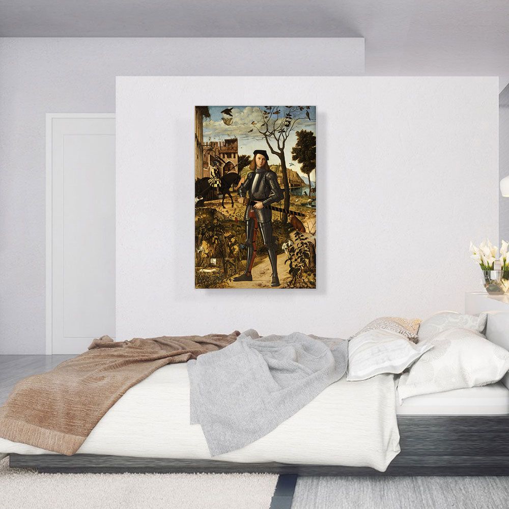 Young Knight In a Landscape Canvas Wall Art