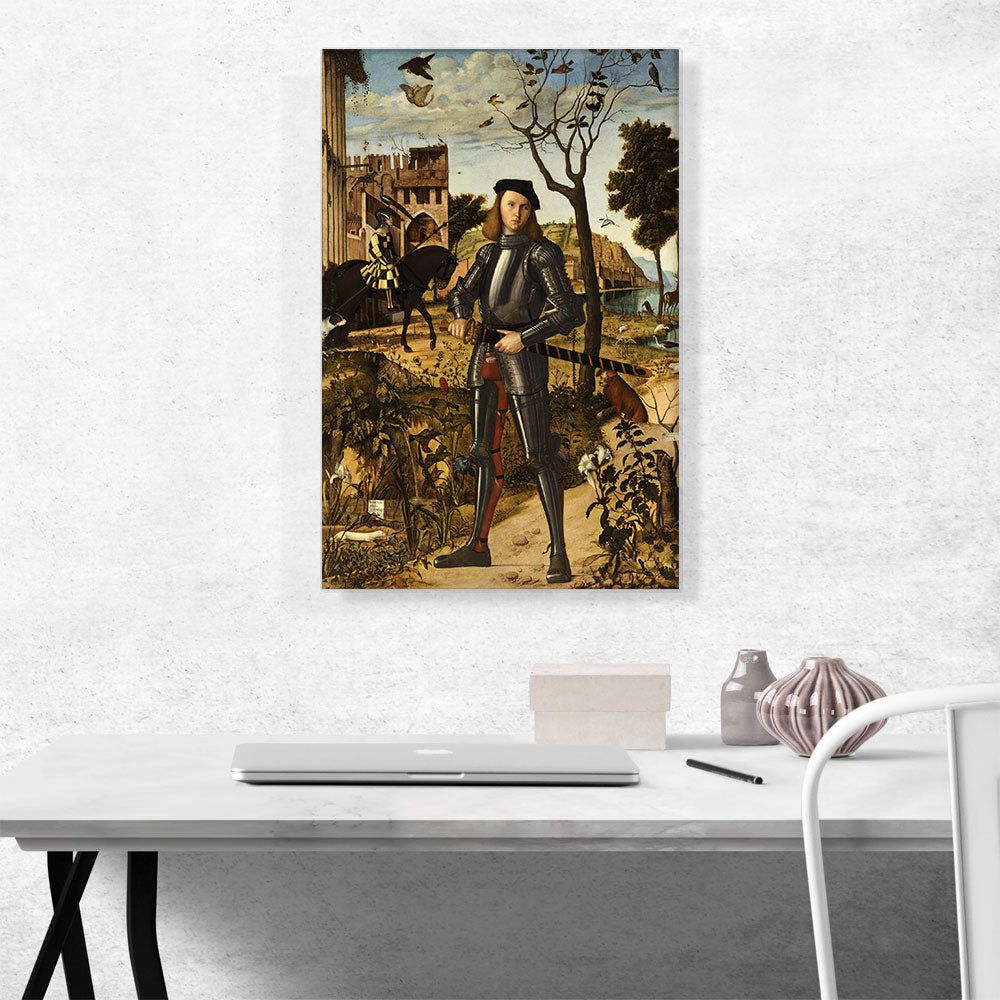 Young Knight In a Landscape Canvas Wall Art