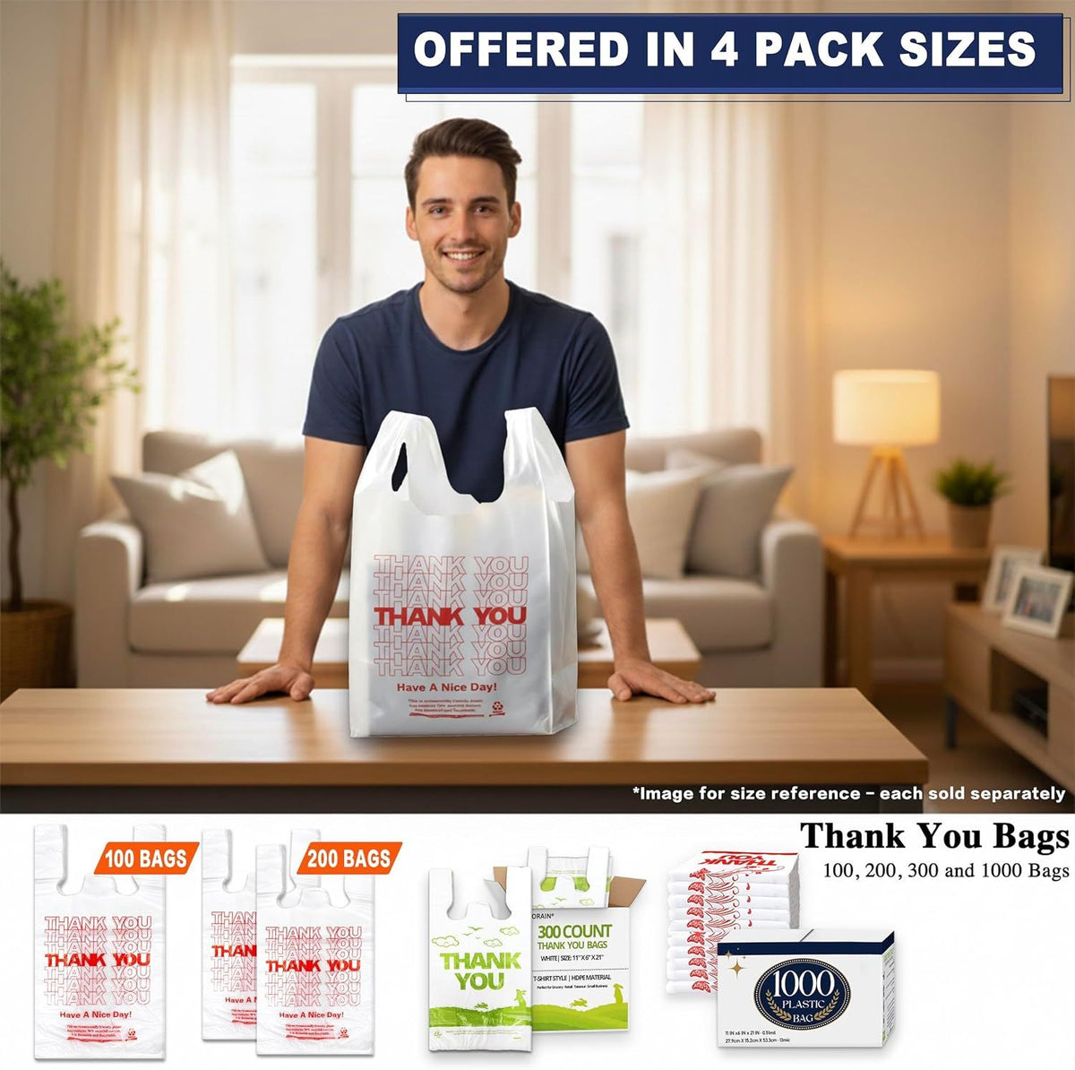 YoYoRain White Thank-You T-Shirt Shopping Bags