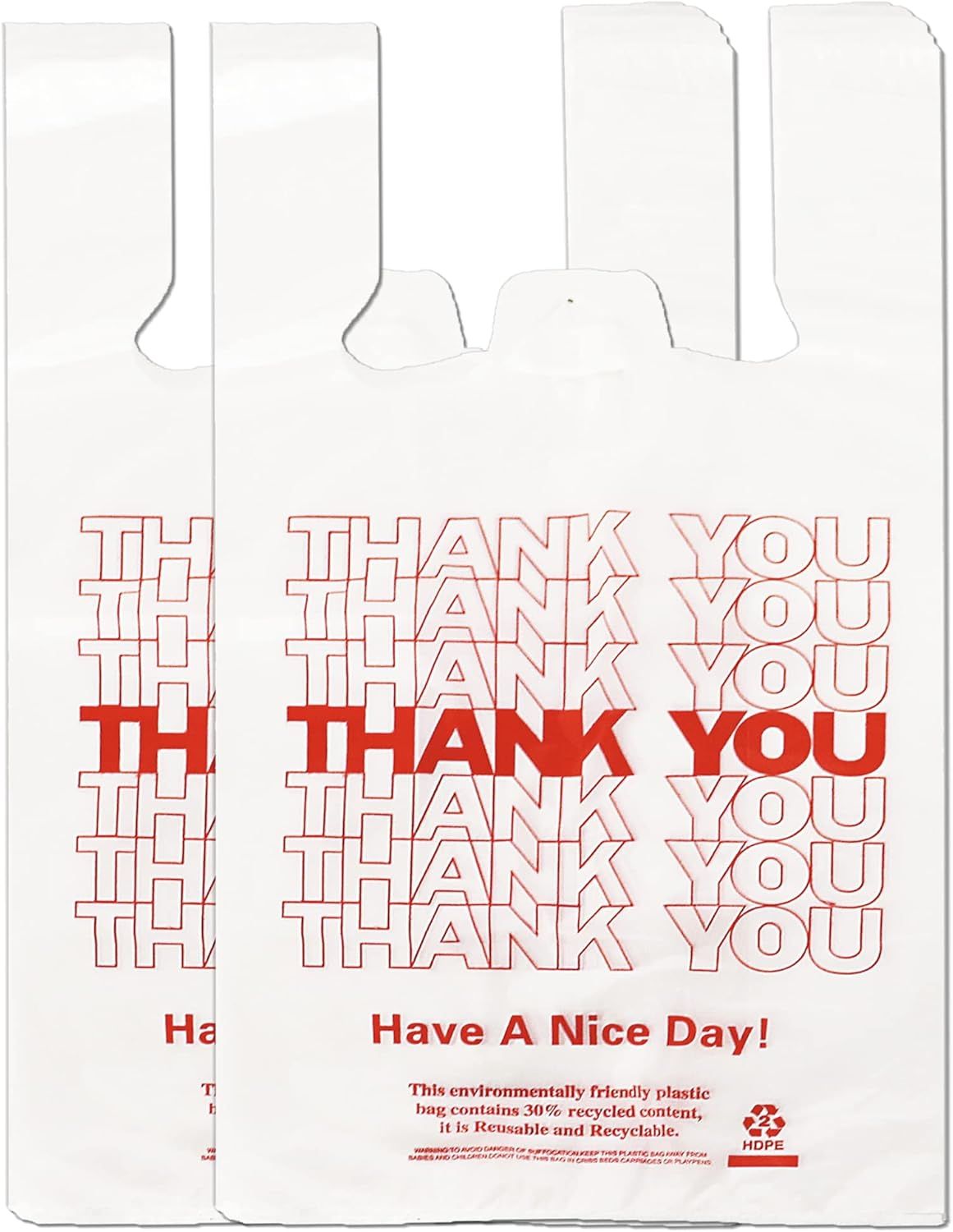 YoYoRain White Thank-You T-Shirt Shopping Bags