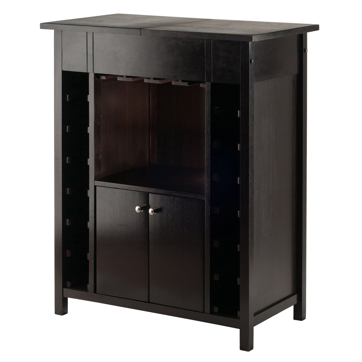 Yukon Espresso Wine Cabinet with Expandable Bar Top