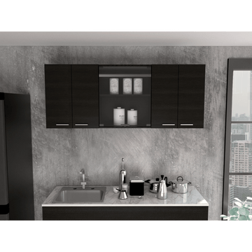 Yuma Wall Cabinet with Open Shelves and Dish Rack