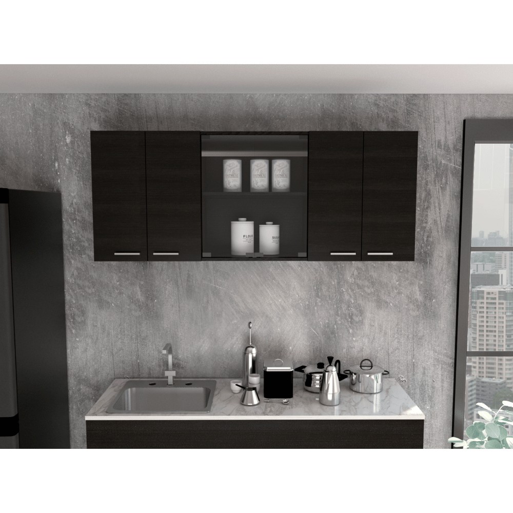 Yuma Wall Cabinet with Open Shelves and Dish Rack