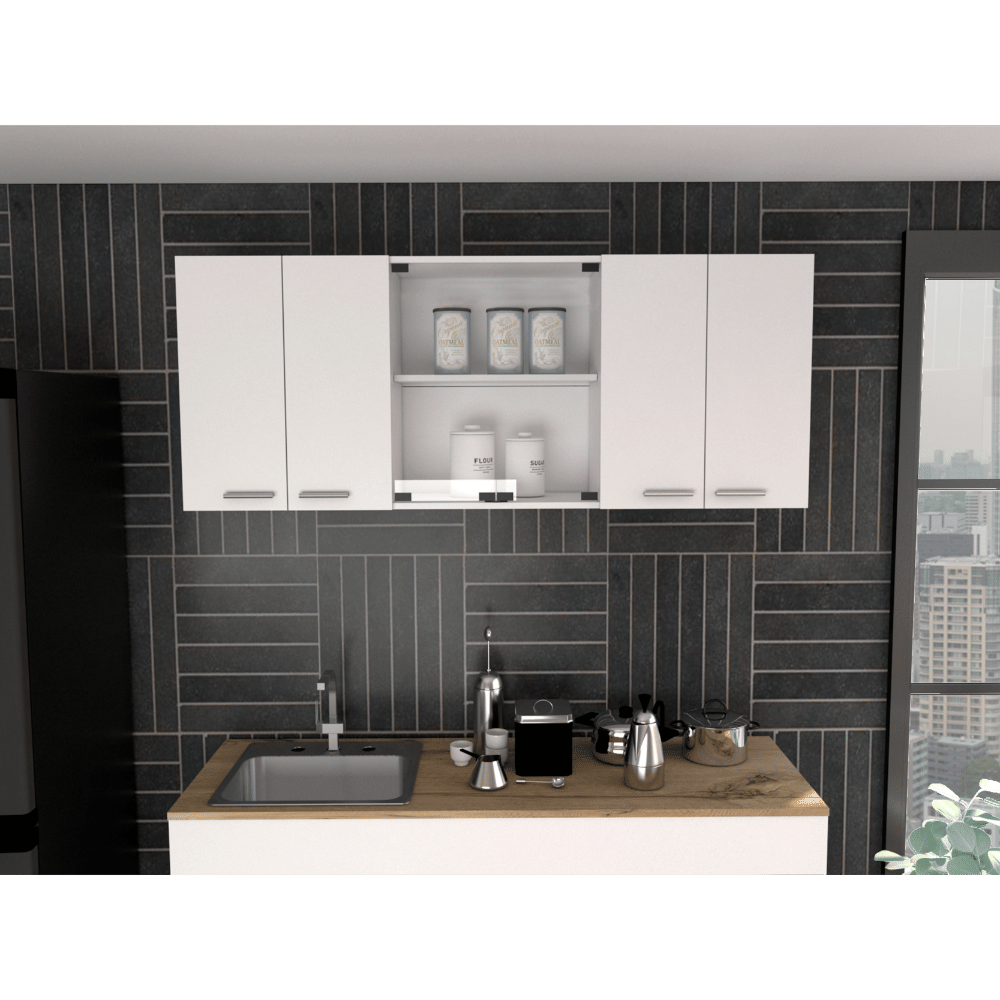 Yuma Wall Cabinet with Open Shelves and Dish Rack