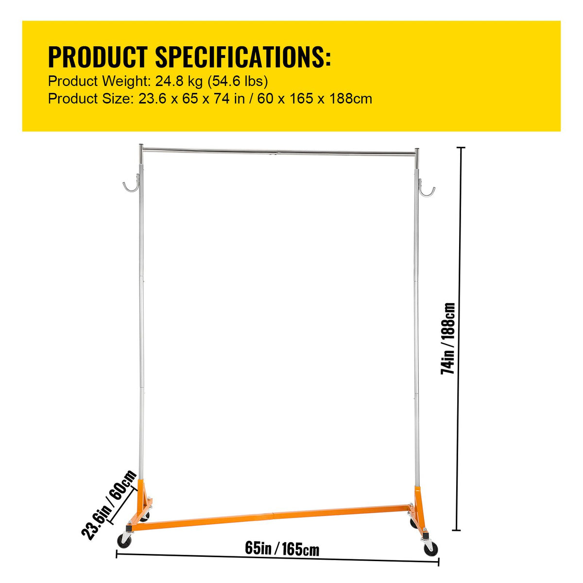 Sturdy Z Base Garment Rack with Smooth Rolling Casters