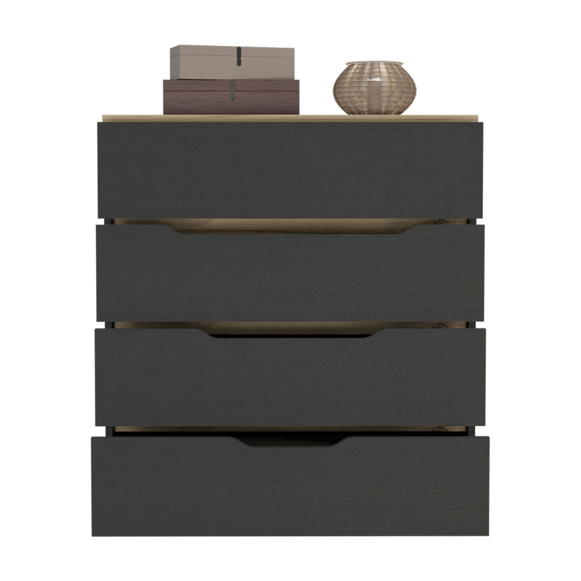 Zoe Dresser with Superior Top and Four Drawers - Black/Light Oak