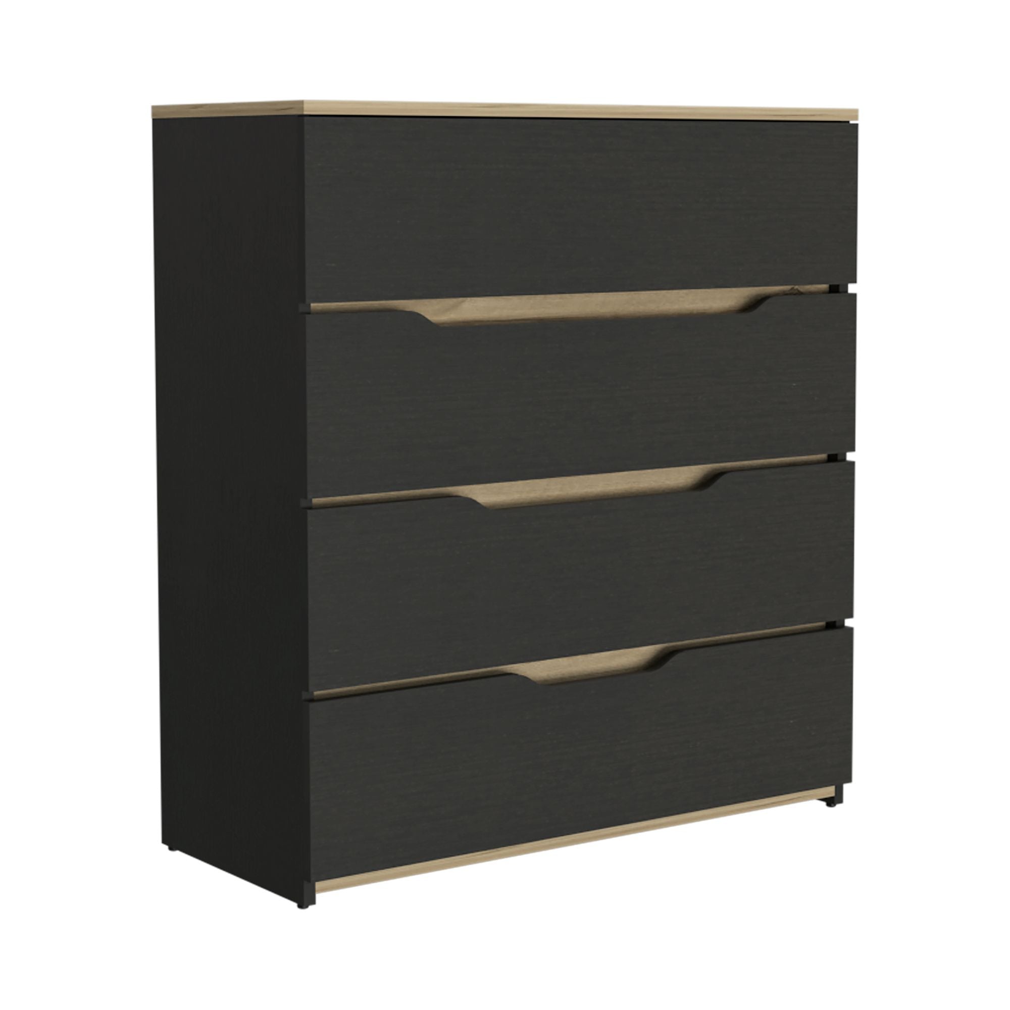 Zoe Dresser with Superior Top and Four Drawers - Black/Light Oak