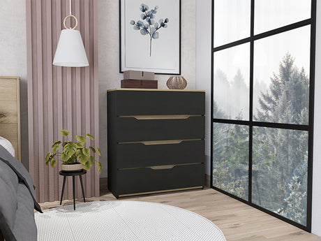 Zoe Dresser with Superior Top and Four Drawers - Black/Light Oak