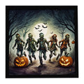 Zombies Spooky Halloween Framed Metal Print, Ready to Hang Wall Art