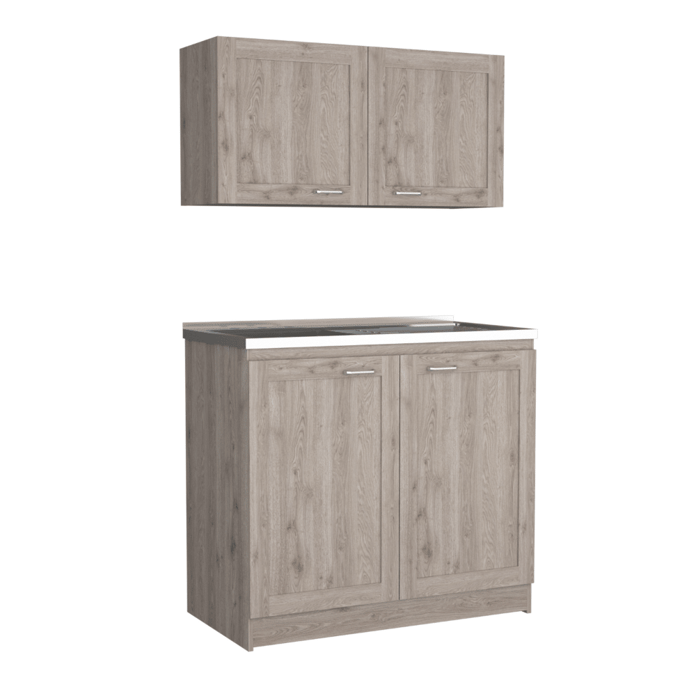 Zurich Light Gray Two-Shelf Cabinet Set for Home Organization