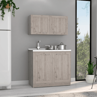 Zurich Light Gray Two-Shelf Cabinet Set for Home Organization