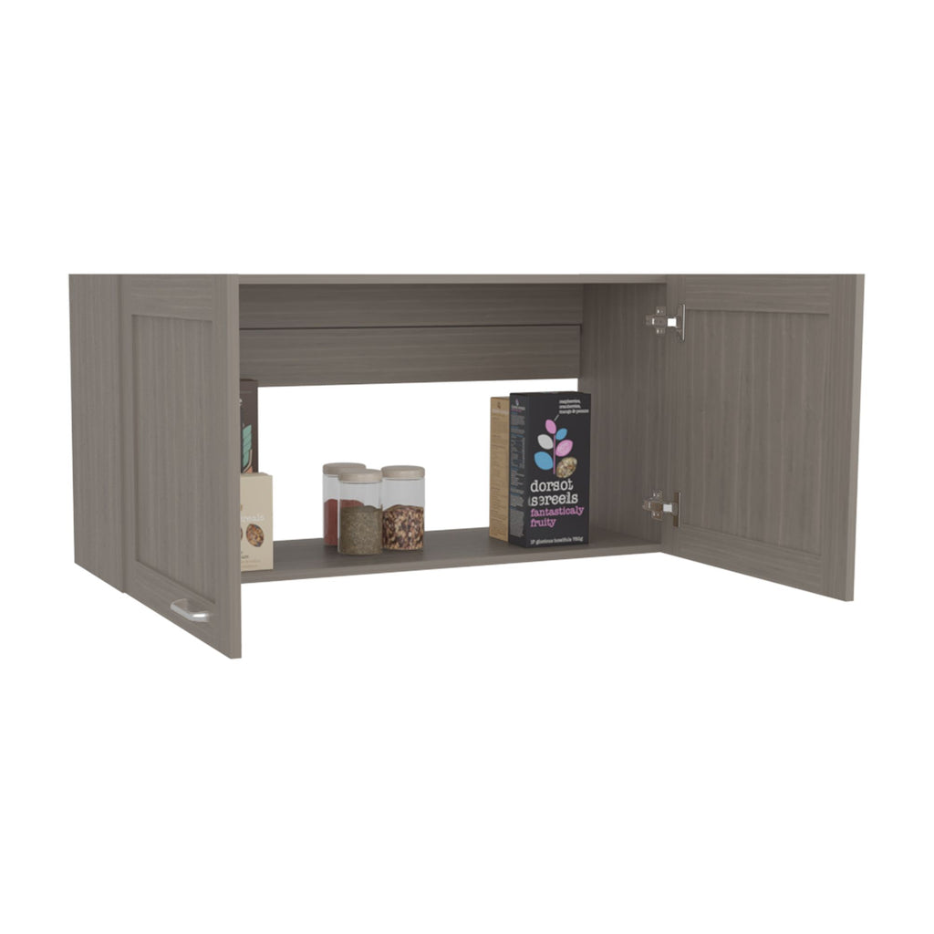Zurich Wall Cabinet with Two Open Shelves – Light Gray Bardolino Finish