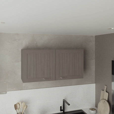 Zurich Wall Cabinet with Two Open Shelves – Light Gray Bardolino Finish