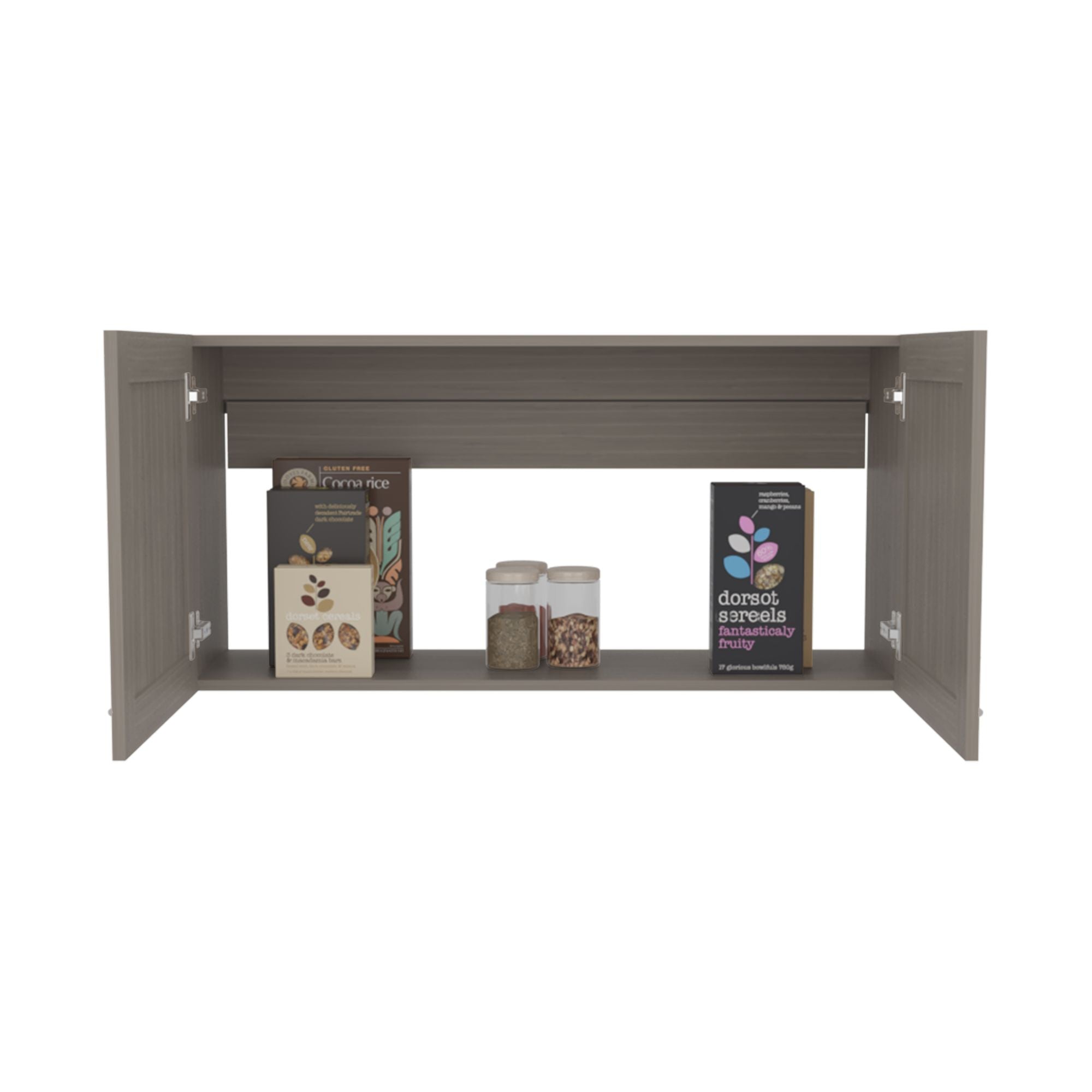 Zurich Wall Cabinet with Two Open Shelves – Light Gray Bardolino Finish