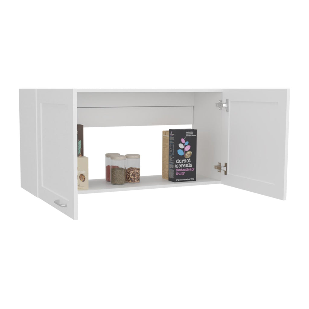 Zurich Wall Cabinet, Double Door, Wide, One Shelf, Kitchen, Storage Cabinet, White
